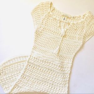 L.O.G.G crocheted dress with tie neckline